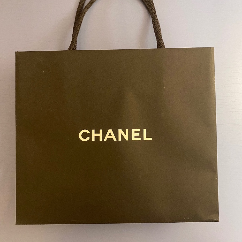 Chanel mini black paper shopping bag